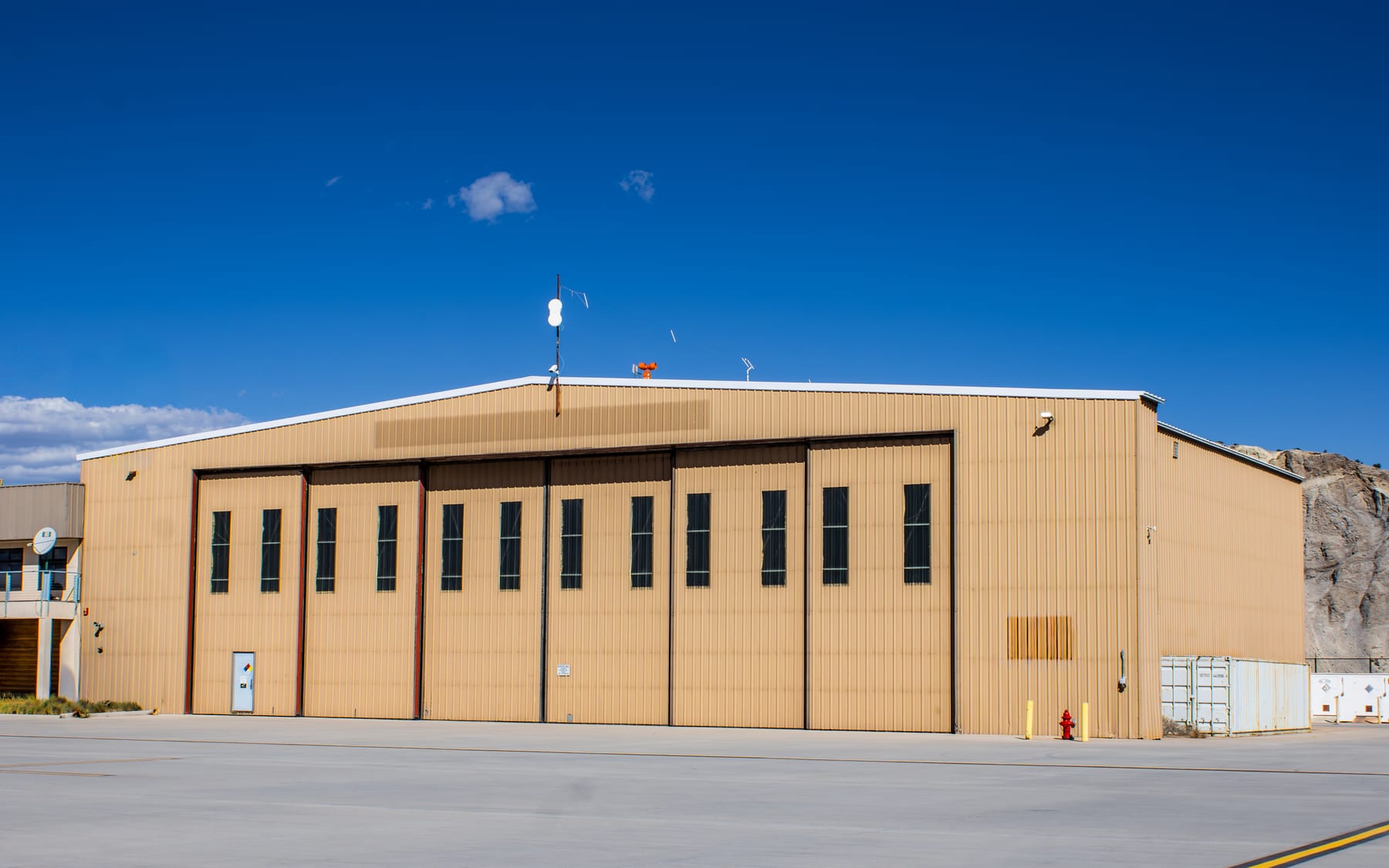 Airport hangar exterior